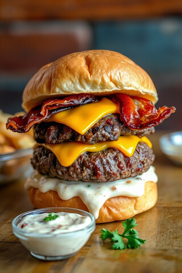 bacon cheeseburgers with dip