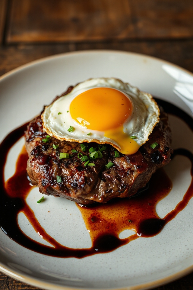 beef patties with eggs