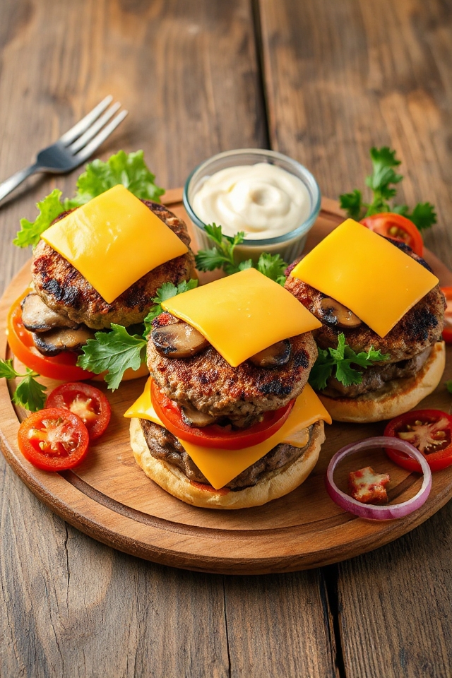 cheddar mushroom cheeseburger recipe