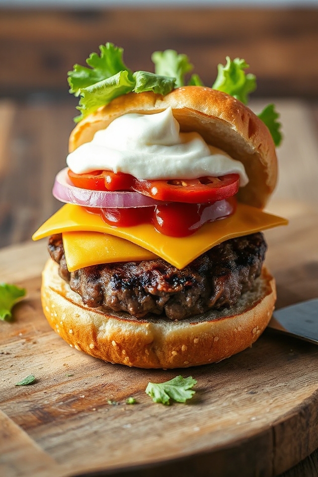 cheesy american burger recipe
