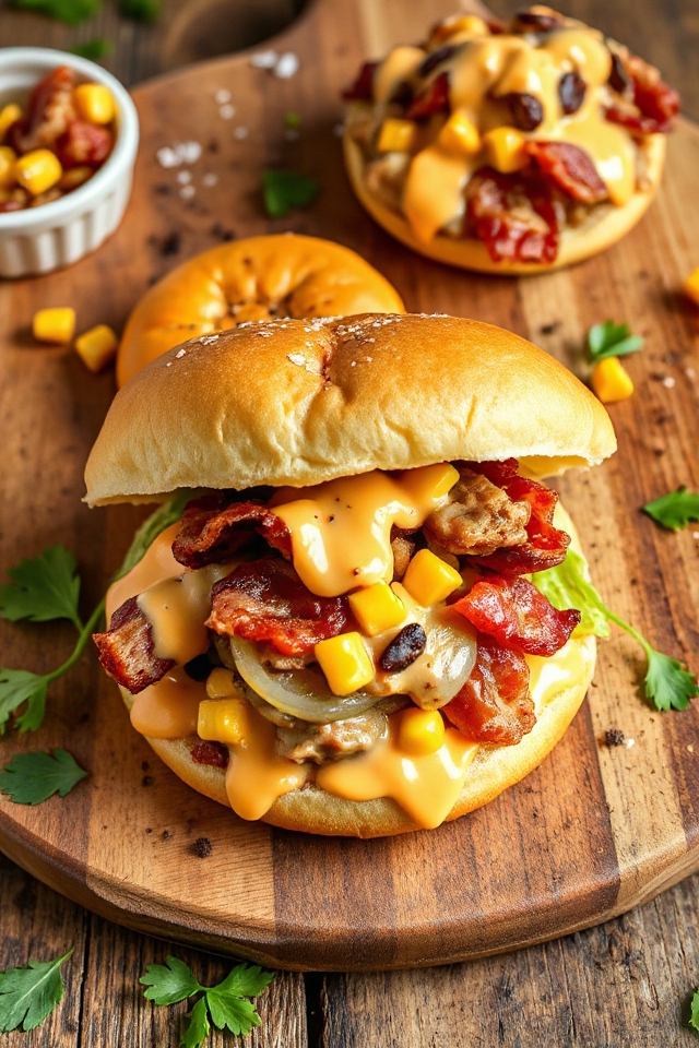 cheesy bacon lamburgers recipe