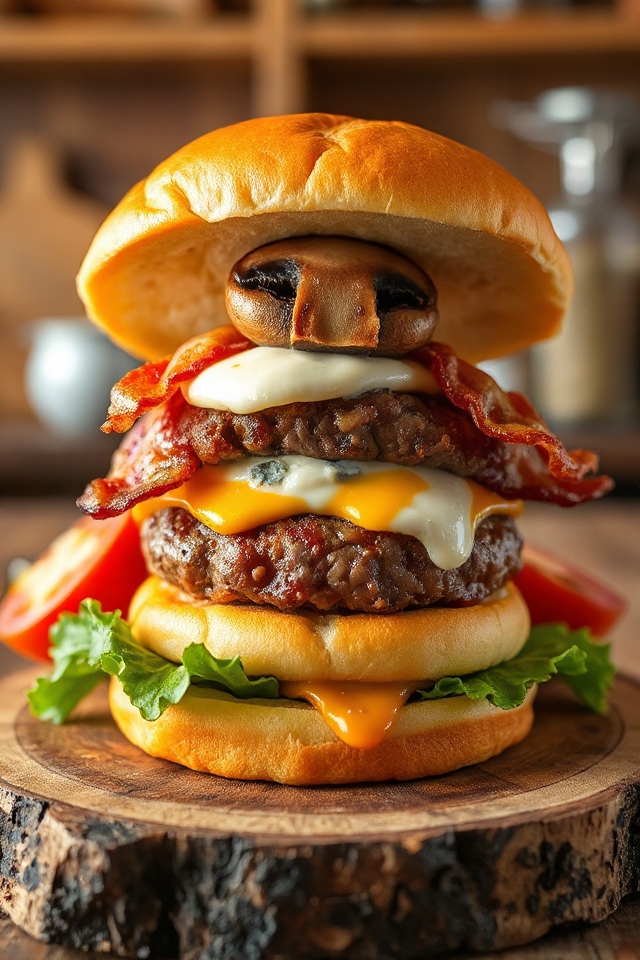cheesy bacon wrapped burger patties