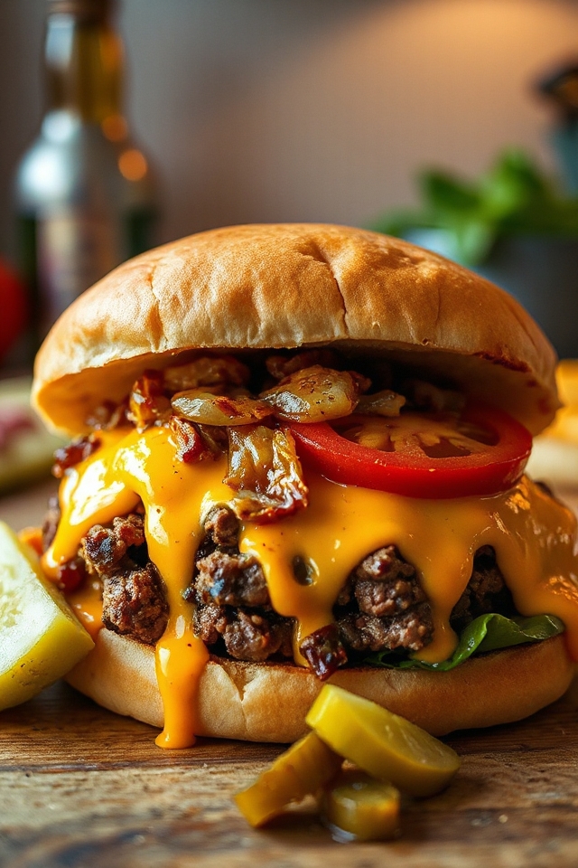 cheesy messy burger delight