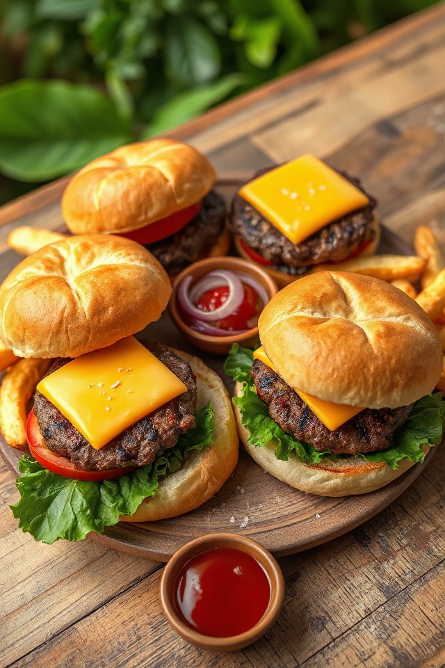 delicious charcoal grilled hamburgers