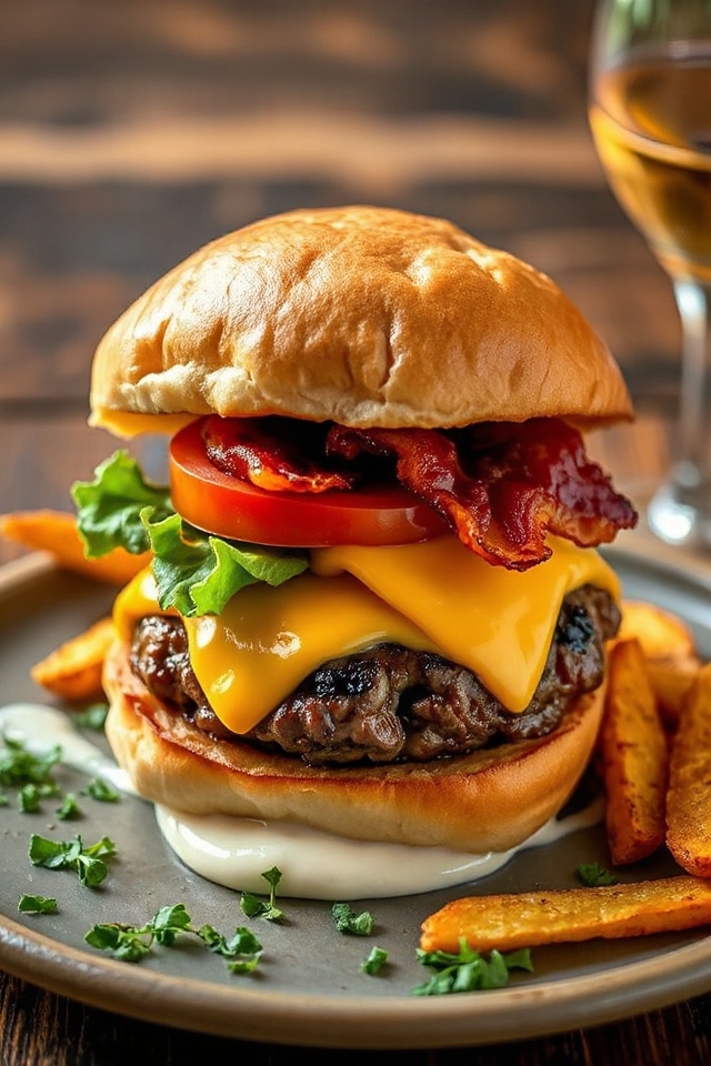 garlic cheddar bacon burger