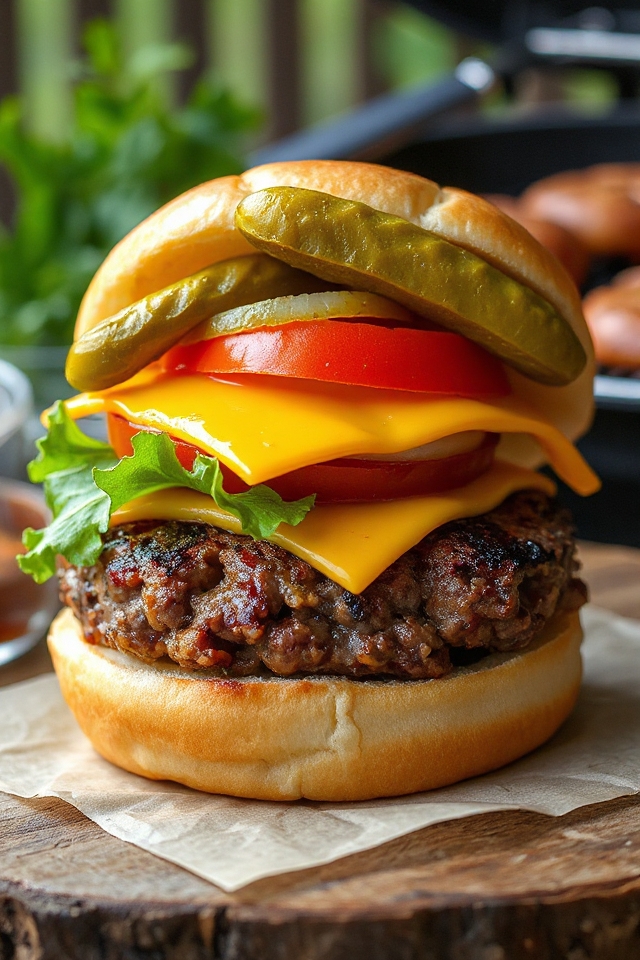 grill delicious cheddar burgers