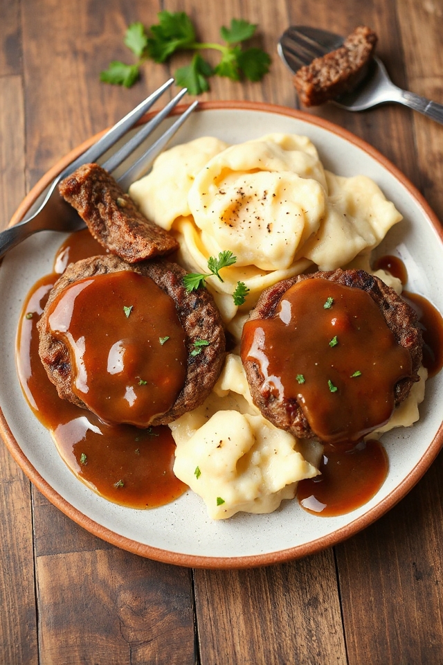 hamburger with brown gravy