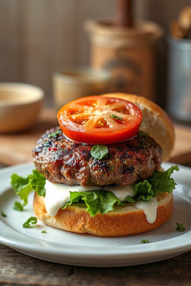 herby hamburgers with onions