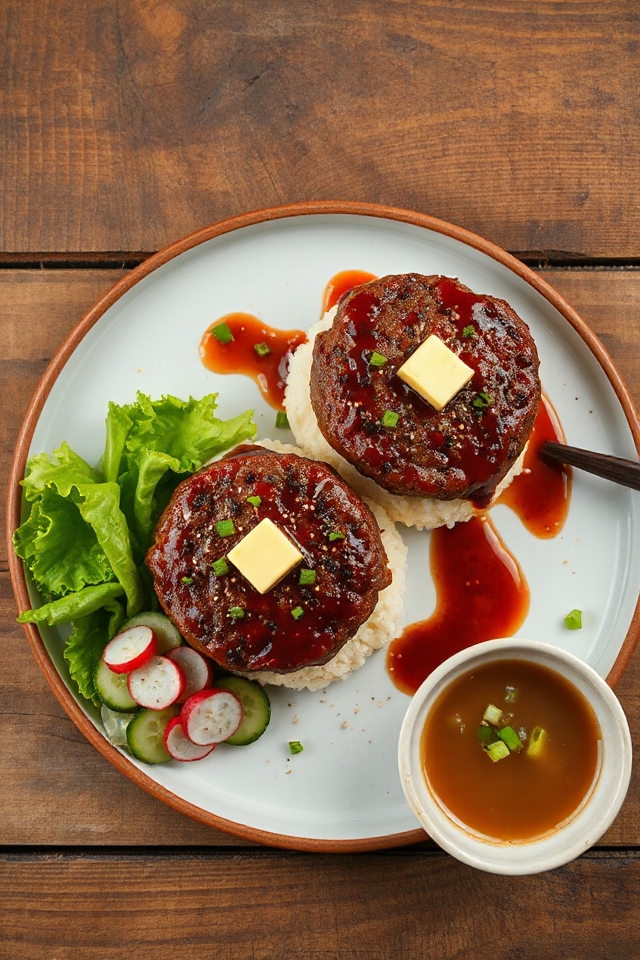 japanese hamburgers with sake sauce