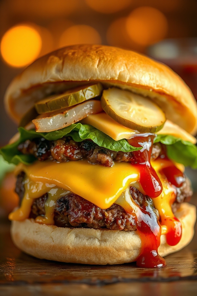 juicy double cheddar burger