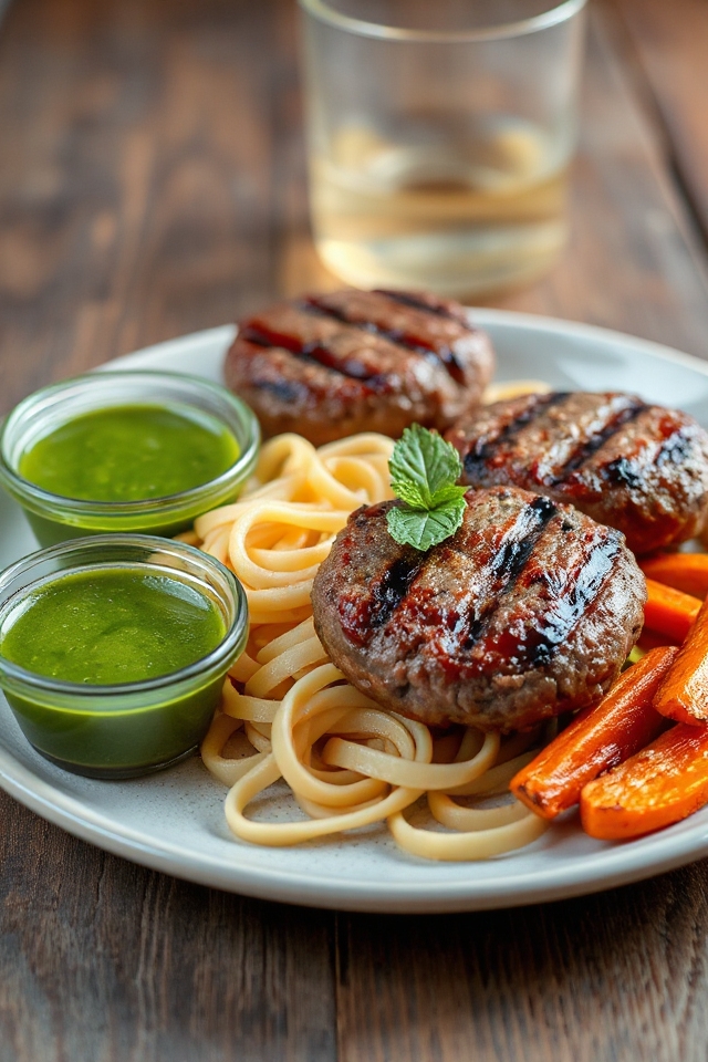 juicy lamburgers with sauce