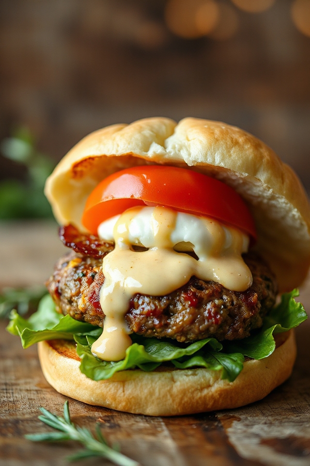 lamburgers with smoked mozzarella