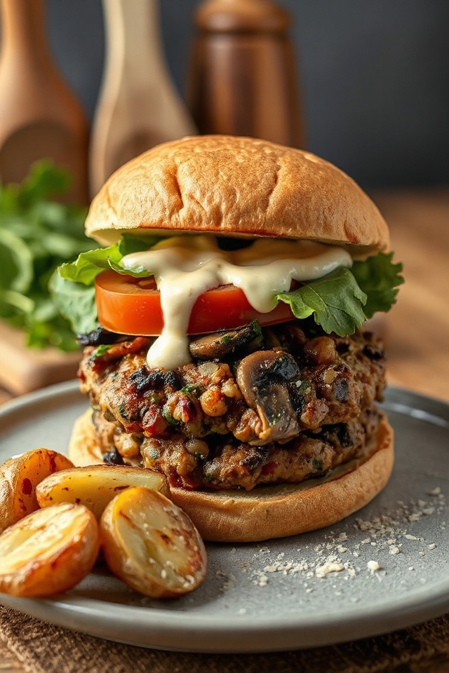 mushroom and garbanzo burgers