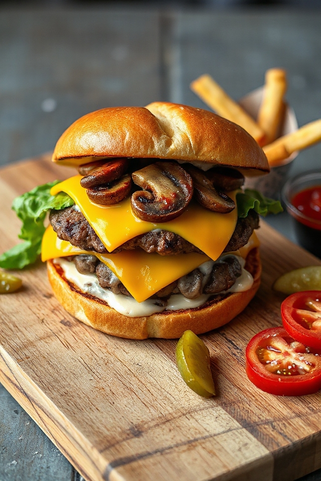 mushroom filled cheeseburger recipe