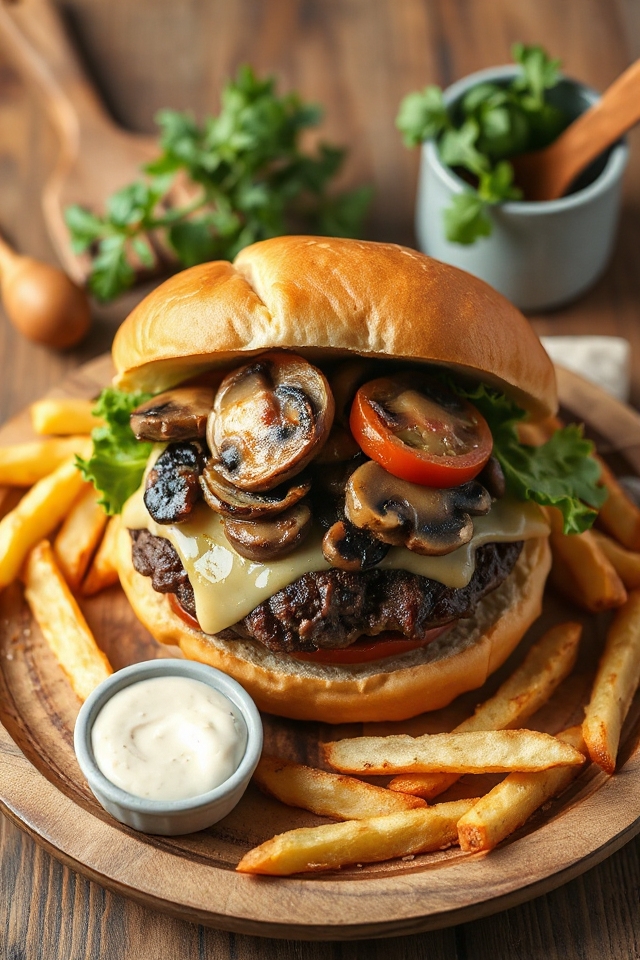 mushroom onion swiss cheeseburger recipe