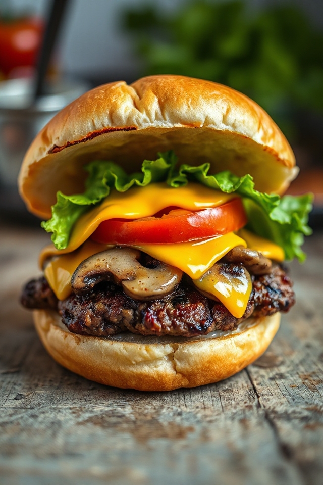 mushroom stuffed cheeseburger recipe