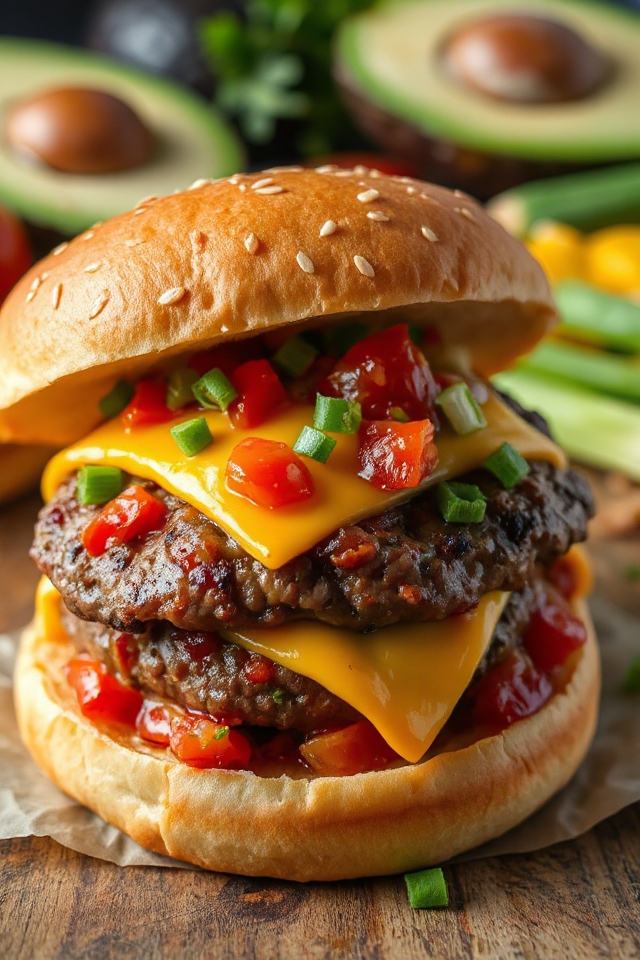 salsa cheeseburgers with cheese