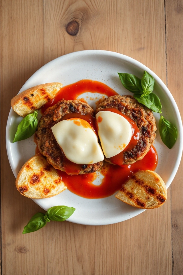 sausage cheeseburger with mozzarella