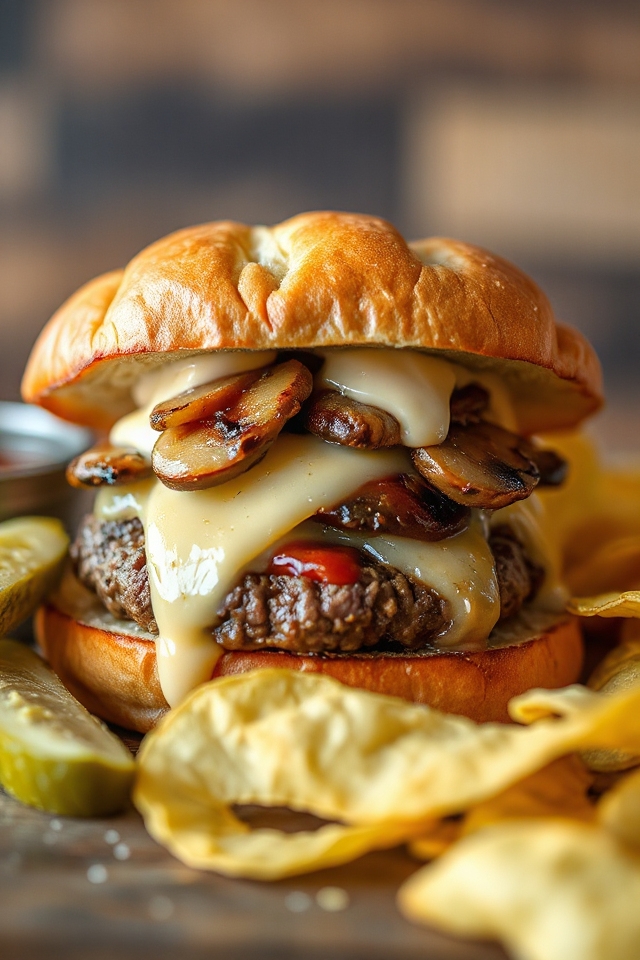 sourdough cheeseburgers with toppings