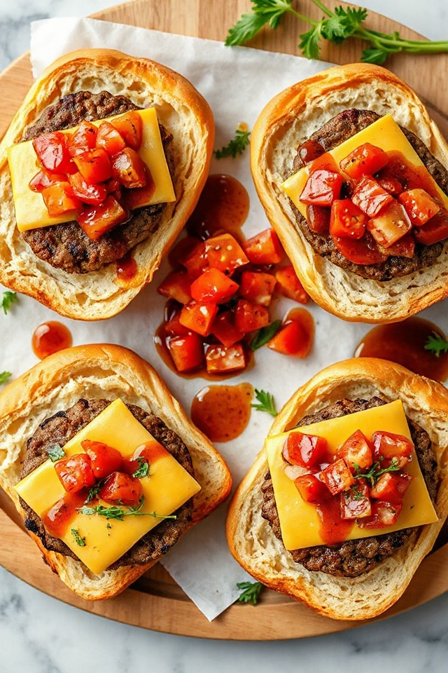 steakhouse cheeseburger on baguette