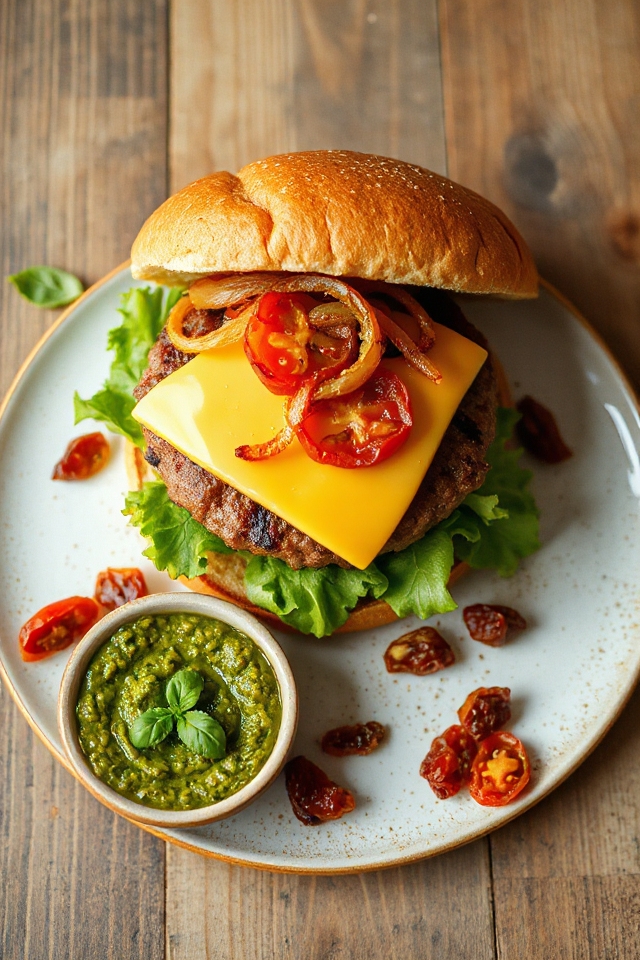 sun dried tomato cheeseburger recipe