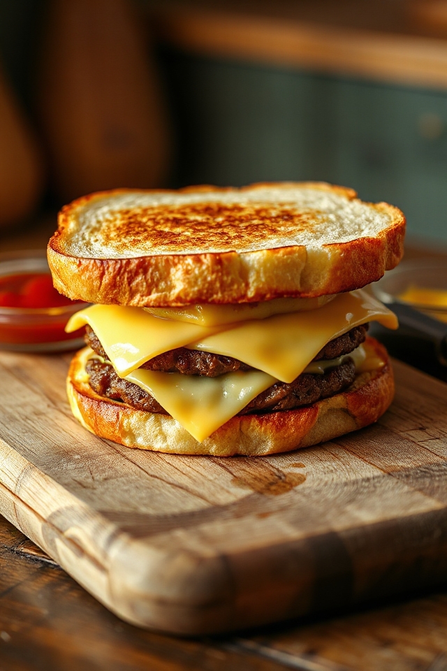 toasted cheeseburgers with cheese
